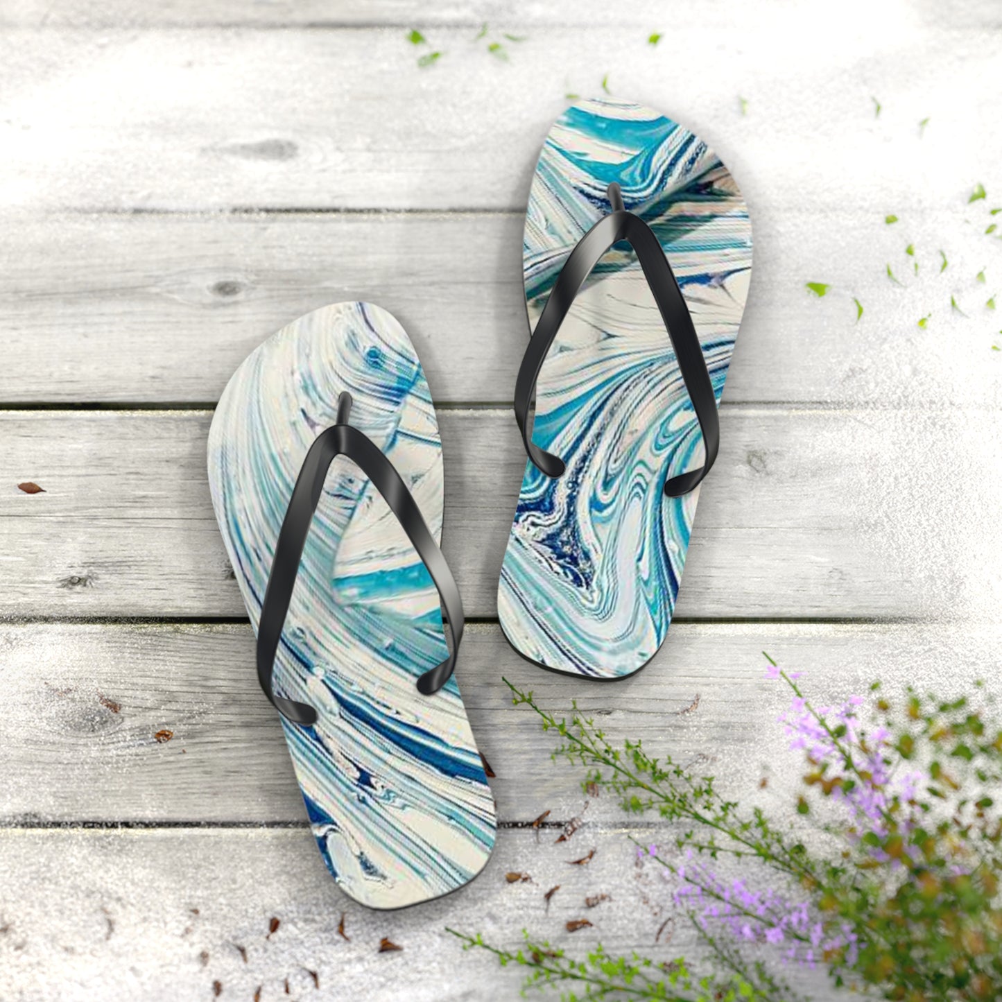 Turquoise Marble Sandals, Beach Shoes, Vacation Flip Flops, Pool Slides