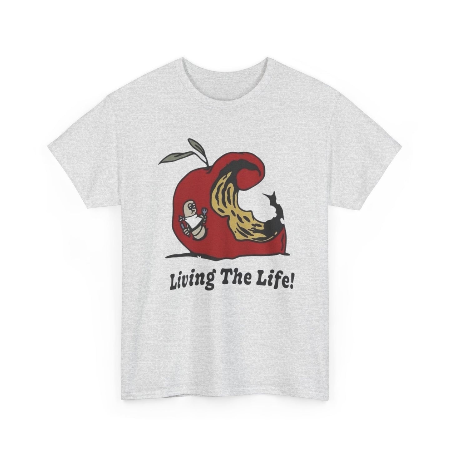 Living The Life Apple Vintage Graphic T Shirt ADULT NEW Heavy Cotton Tee