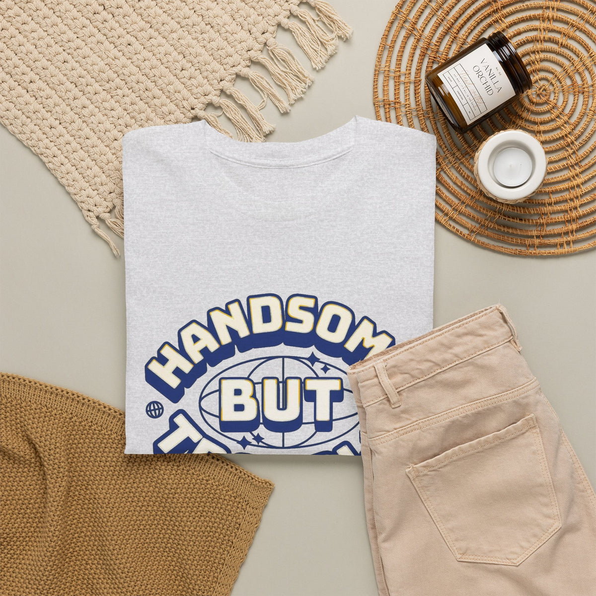 Handsome But Trouble Graphic T Shirt Men's Funny Heavy Cotton Tee