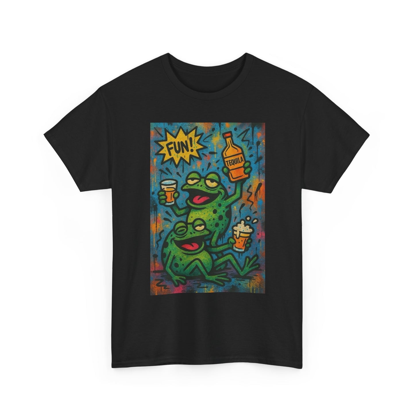 Drunk Frogs Funny Party Graphic T-Shirt Unisex Heavy Cotton Tee NEW