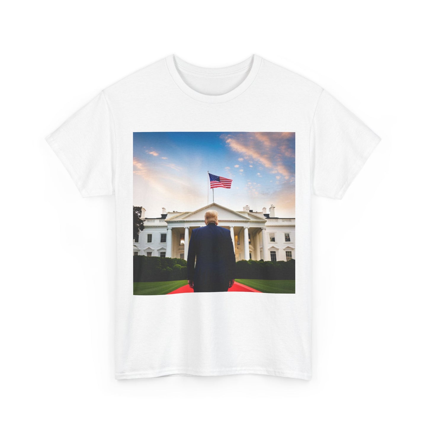 Trump Walking Into White House T shirt 2024 USA America Unisex Heavy Cotton Tee