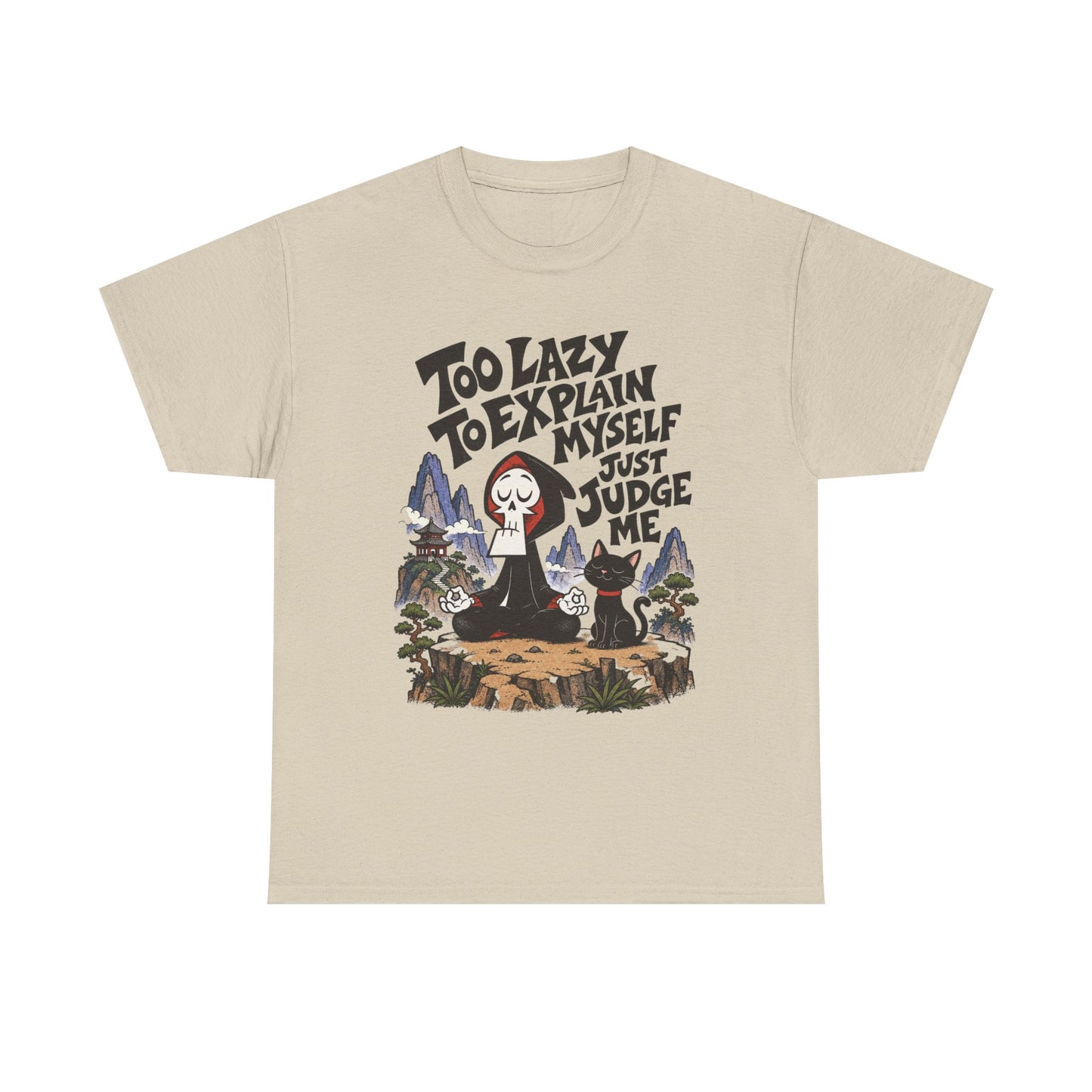 Too Lazy To Explain Myself Funny Graphic T Shirt Men's Heavy Cotton Tee