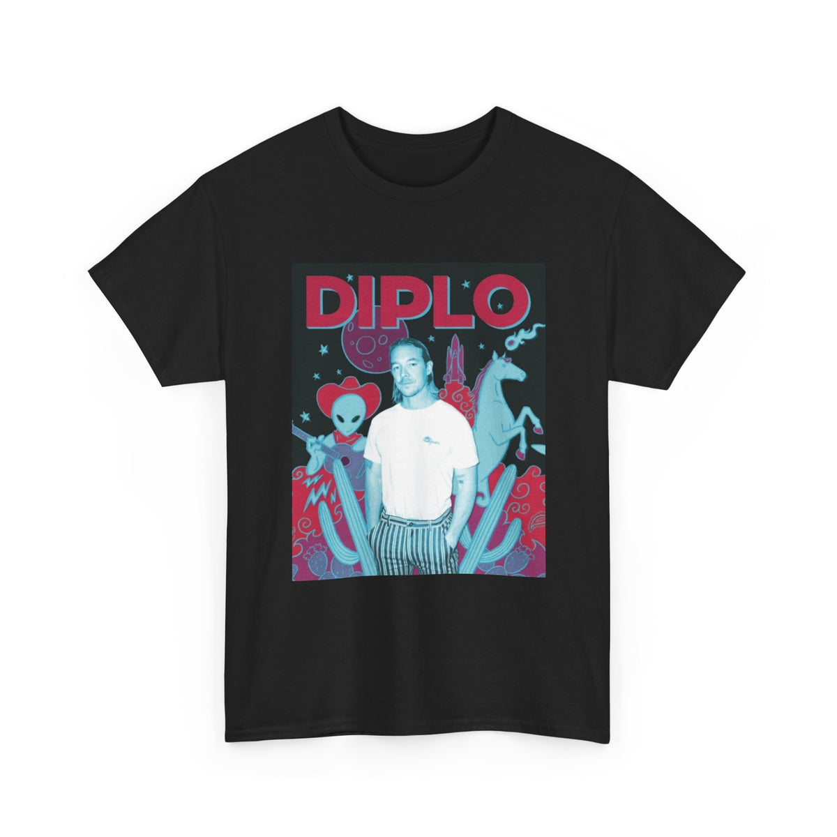 Diplo Tshirt Retro Dj Merch Neon Lights Tour EDM Graphic Poster Unisex
