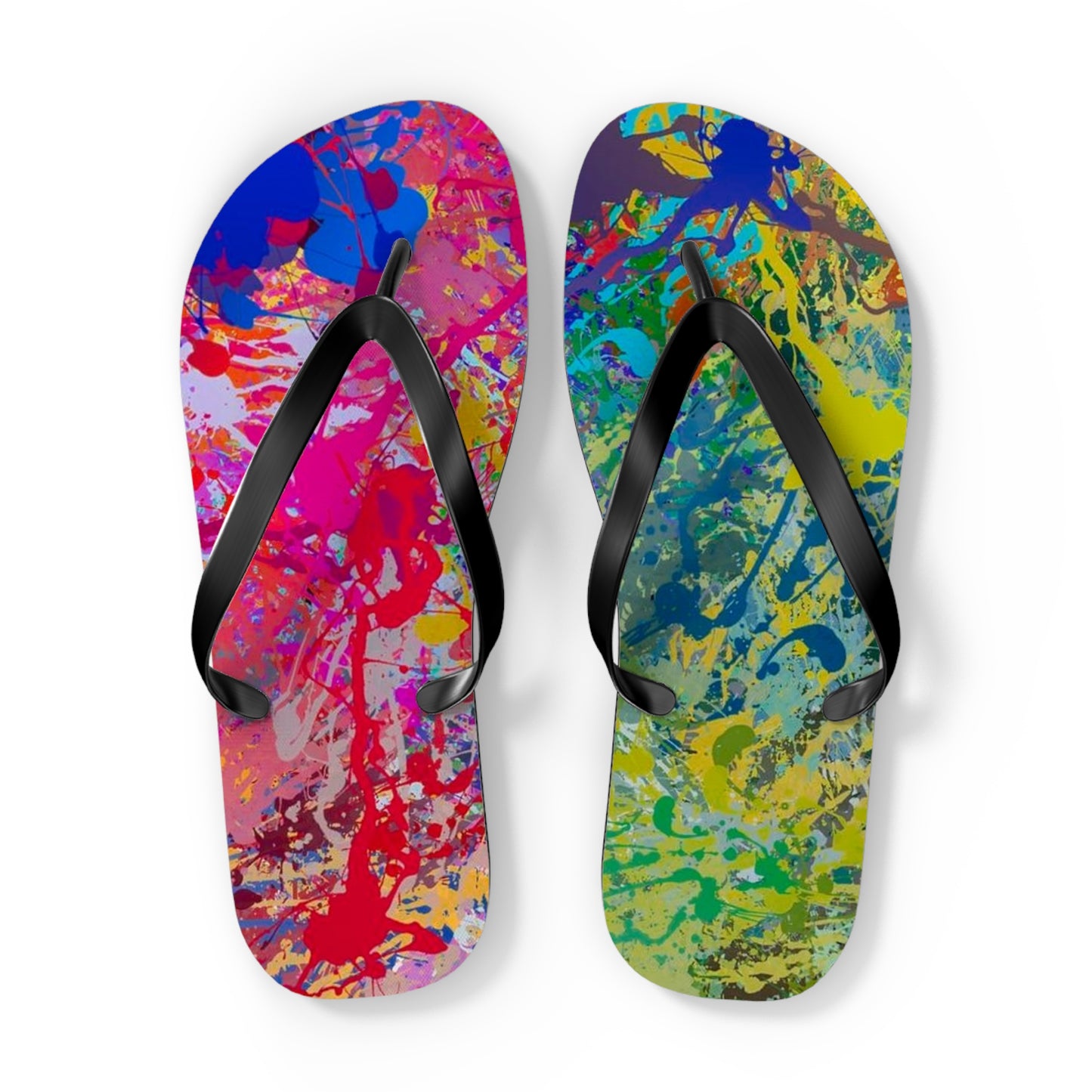 Paint Splatter Beach Sandals, Slides for Summer, Flip Flops, Water Resistant