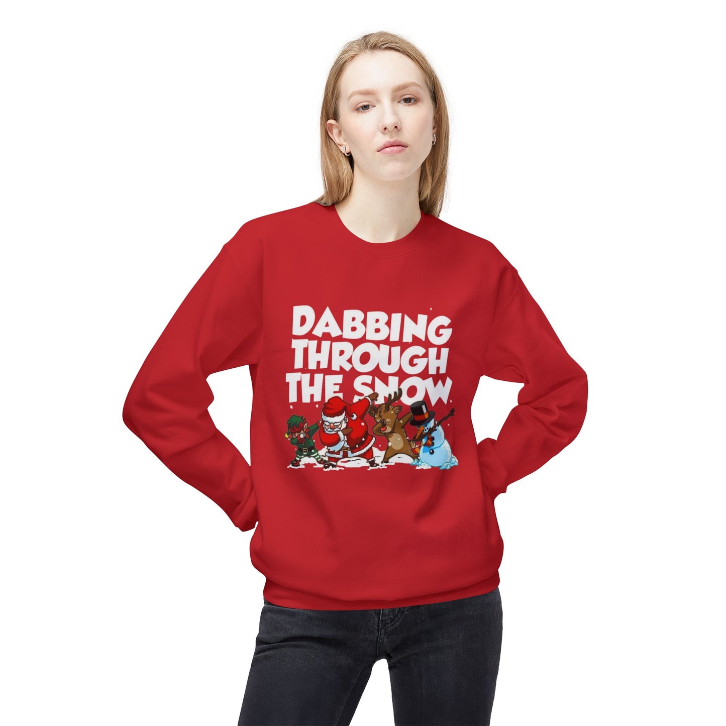 Dabbing Through The Snow Funny Sweater NEW Unisex Fleece Crewneck Sweatshirt