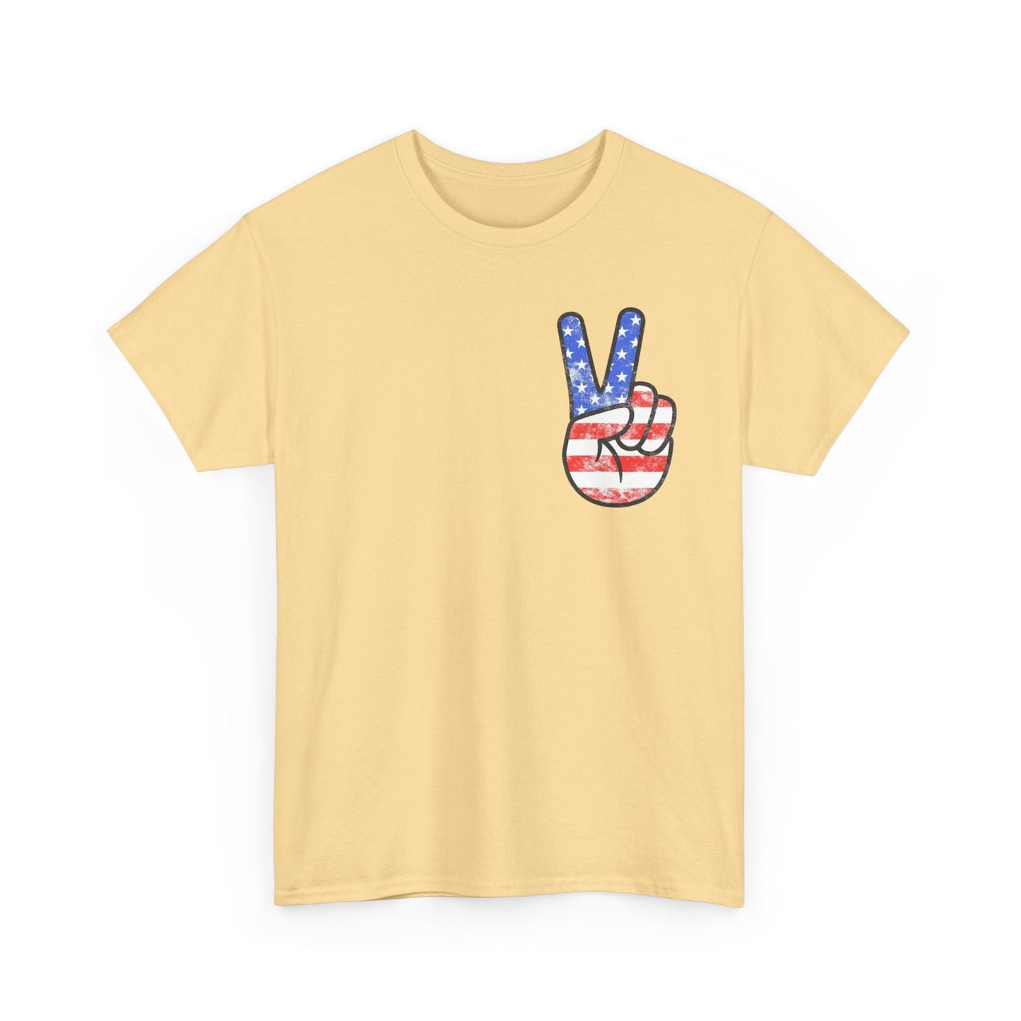 American Flag Peace Sign Retro Graphic T Shirt Adult New Tee