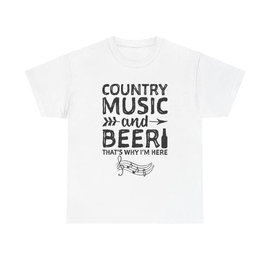 Country Music and Beer Tshirt Retro Comfy Unisex Heavy Cotton Tee