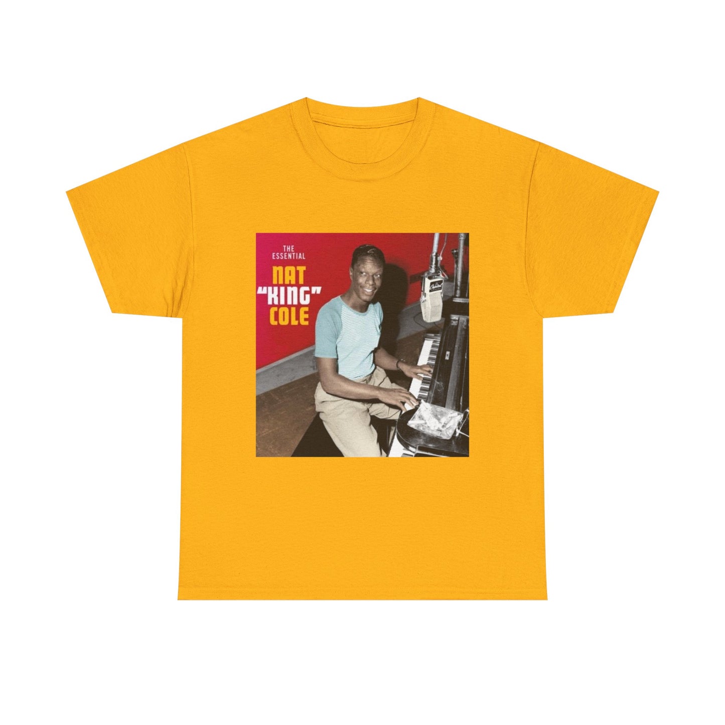 Nat King Cole Tshirt Vintage Piano Concert Poster retro Unisex Heavy Cotton Tee