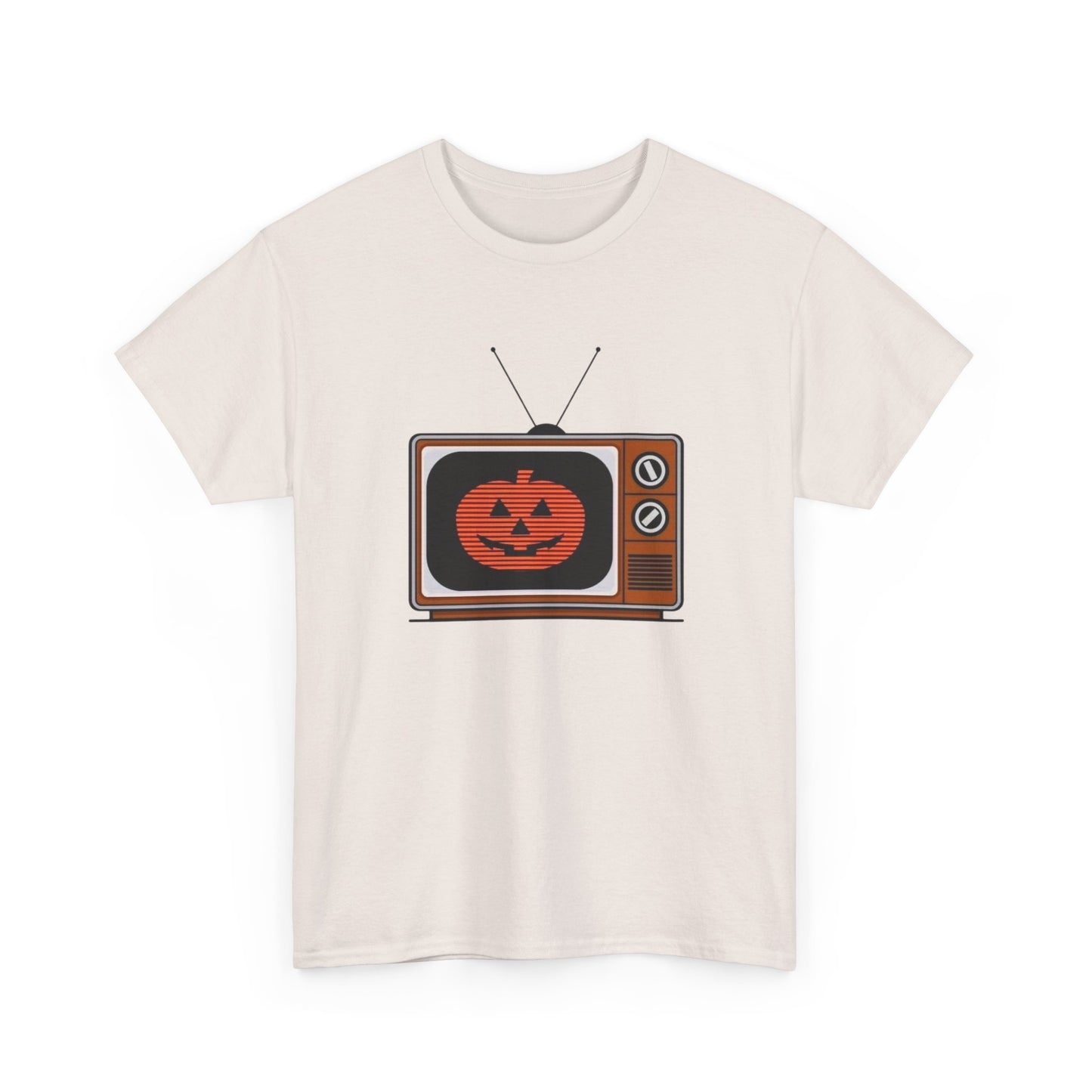 Halloween Pumpkin Tv Retro Graphic T Shirt Unisex Heavy Cotton Tee