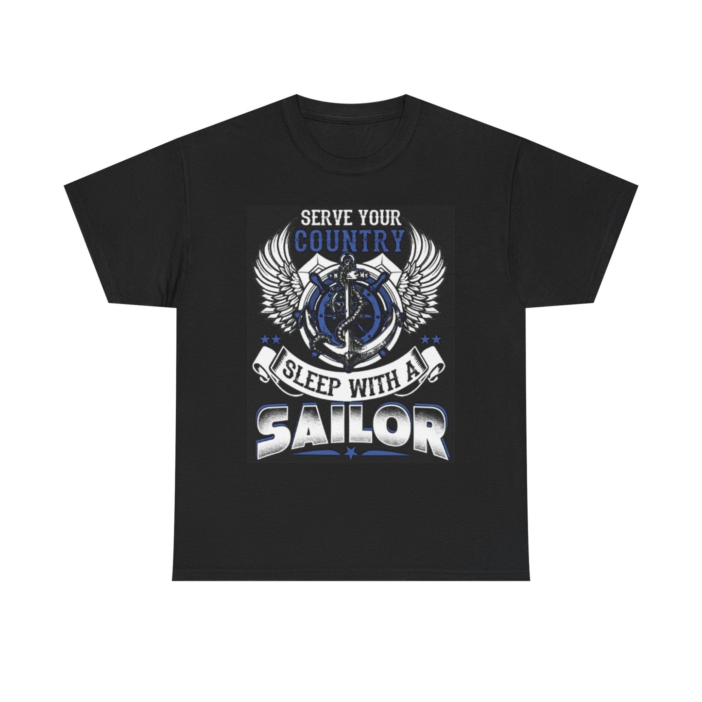 Sleep With A Sailor Funny T Shirt Graphic Navy Unisex Heavy Cotton Tee