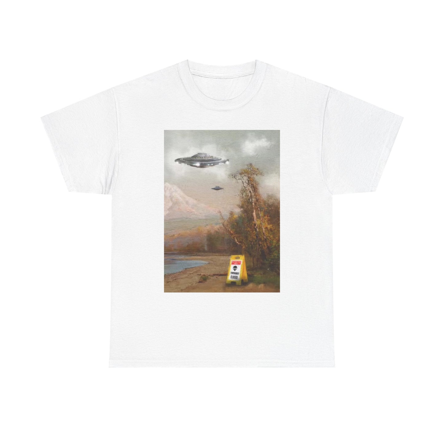 Alien Space Landing Graphic T Shirt Funny ART Painting Unisex Heavy Cotton Tee