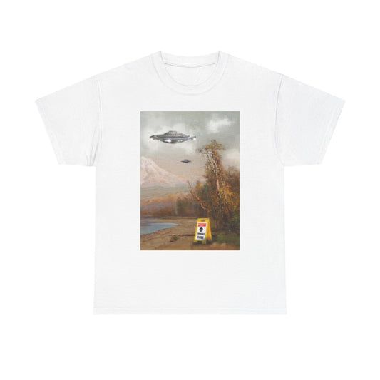 Alien Space Landing Graphic T Shirt Funny ART Painting Unisex Heavy Cotton Tee
