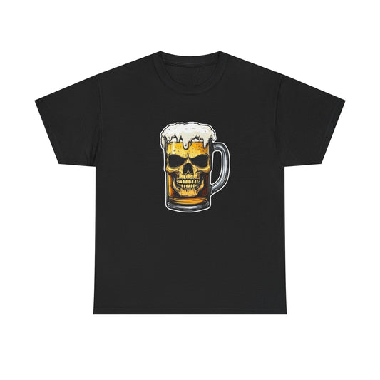 Beer Skull Graphic T Shirt ADULT Unisex Heavy Cotton Tee