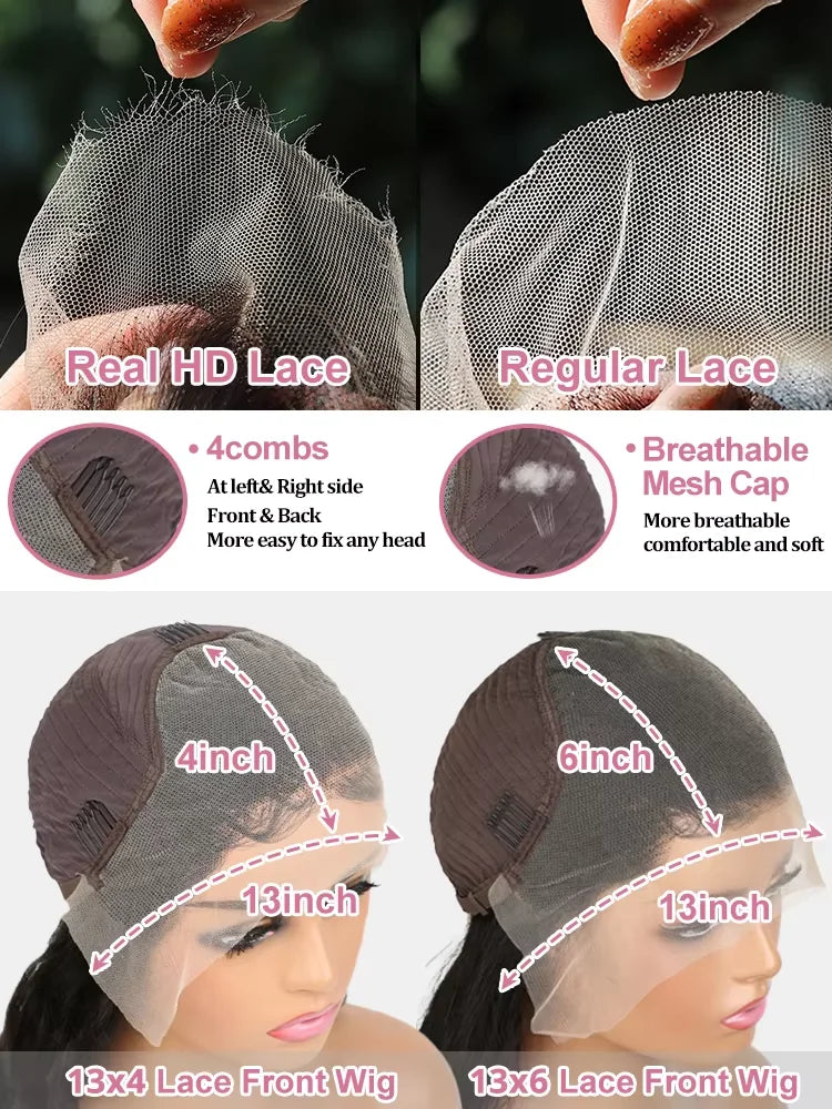 Peruvian 250% Density 30 32 inch 13x6 HD Lace Front Human Hair Wigs Body Wave Raw 13x4 Frontal Wigs Women Glueless Closure Wig